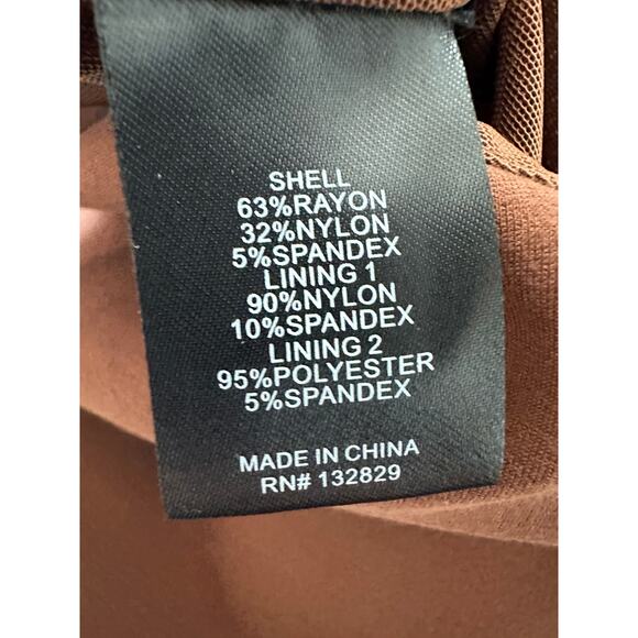 NBD Brown Size Medium Aaliyah Bodysuit Stretch Asymmetrical Sleeve Cutout Nude - Picture 13 of 15